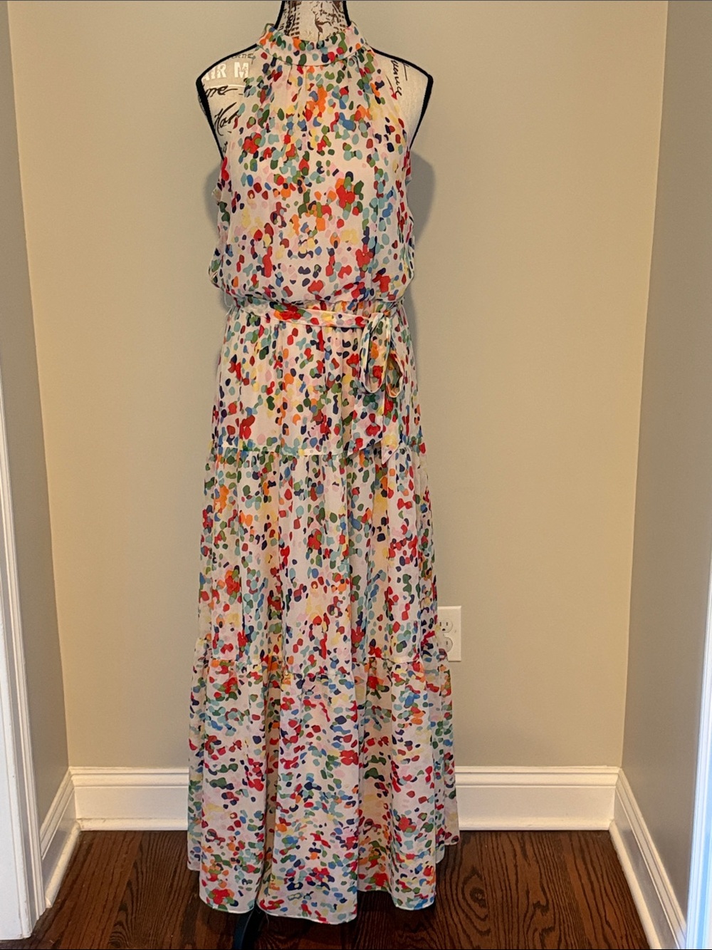 Julia Jordan Pale Blush Maxi with Multicolor Floral Print